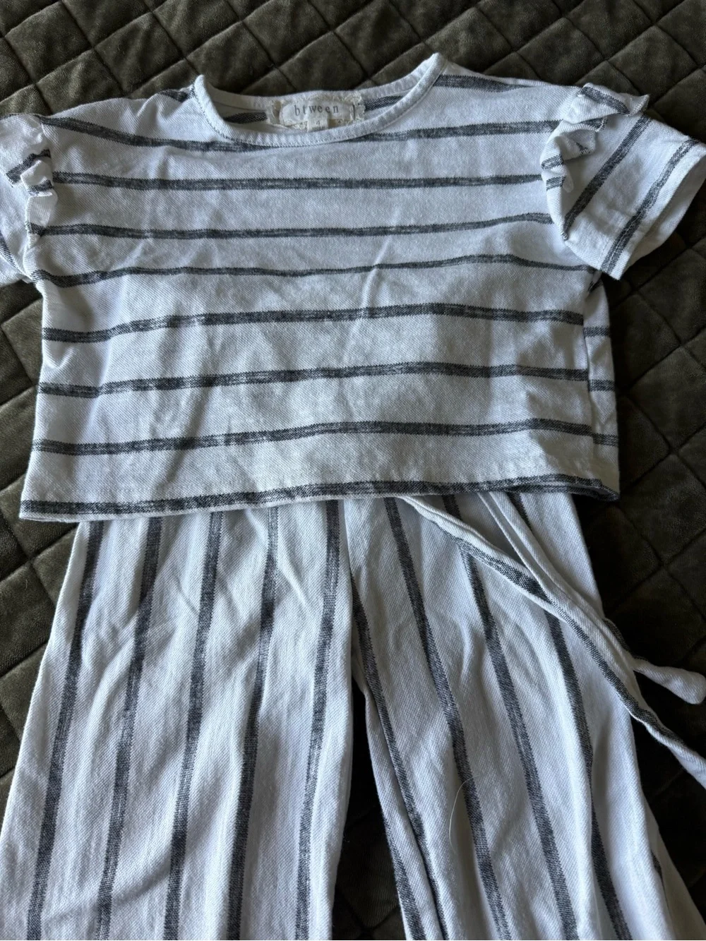 btween White Top with Gray Stripes
